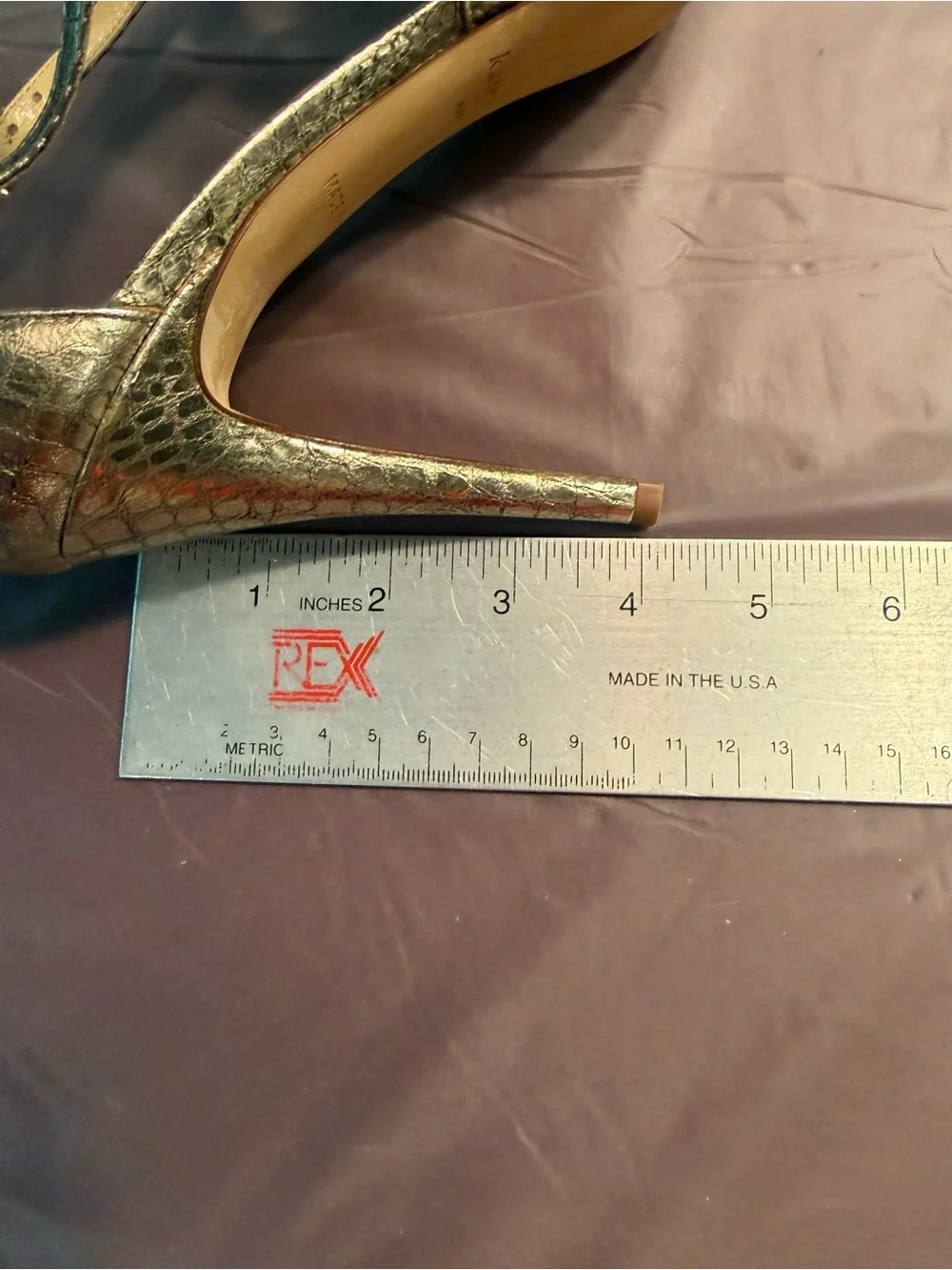 kate spade Metallic Gold Croc Leather Strappy High Heel Platform Sandal Size 10